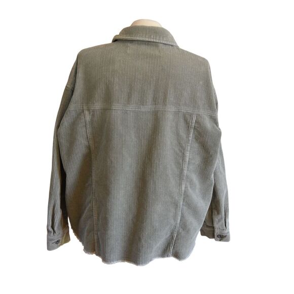 Zara Oversized Boxy Corduroy Shacket Women’s Sage Green Button-Up Shirt Jacket M - Picture 2 of 10